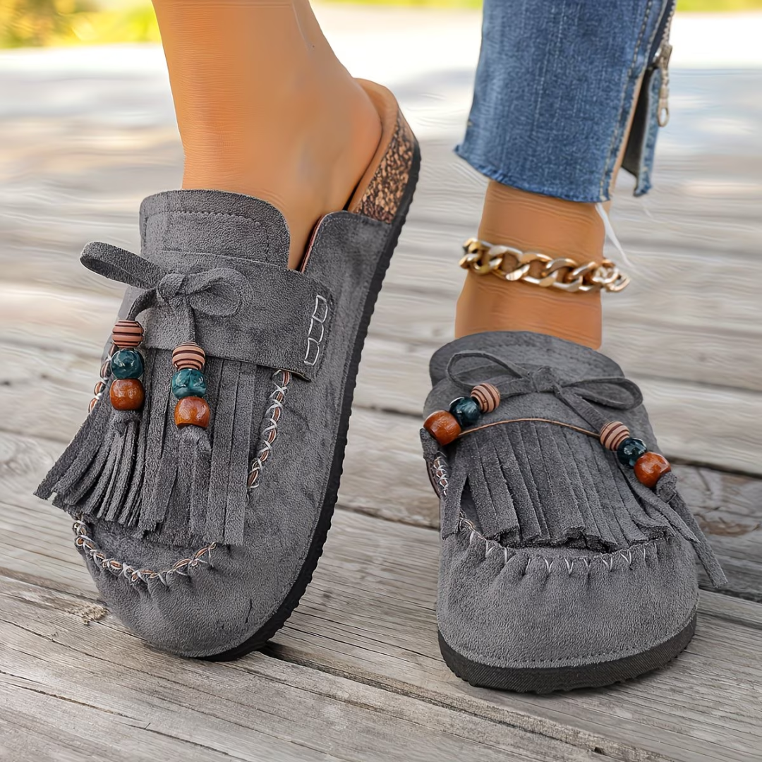 Mehra - Tassel Fringe Slip On Mules