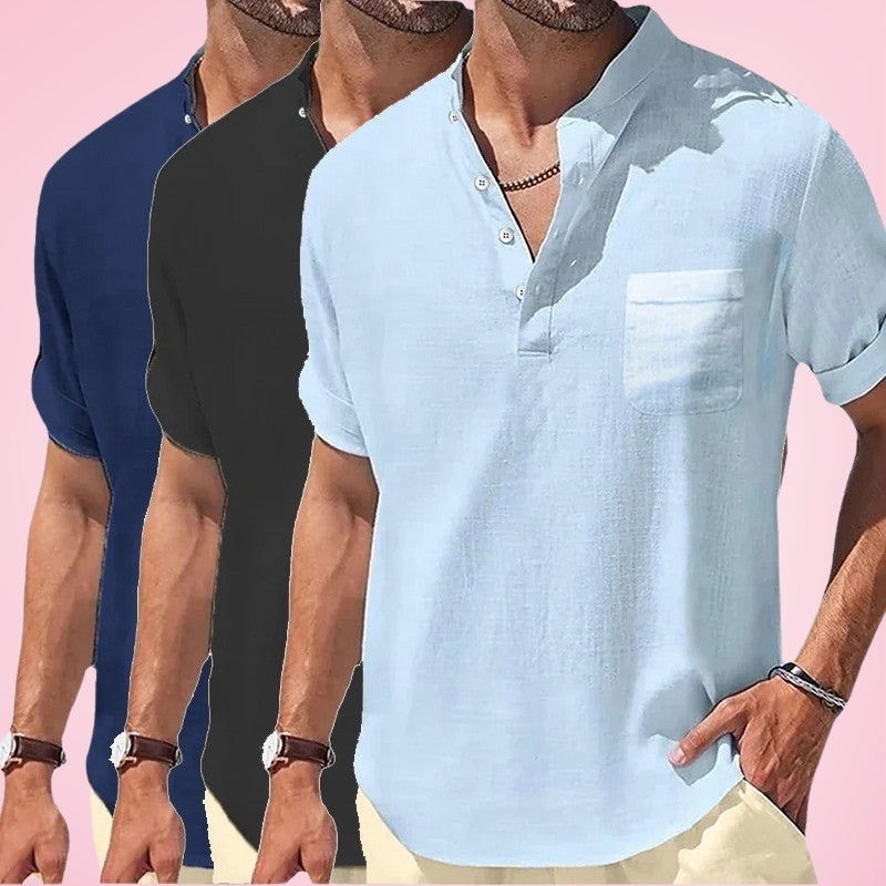 Nestor | Short Sleeve Henley Collar Casual Shirt