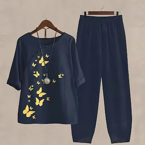Raquel - Relaxed Printed Top and Pants Two-Piece Set