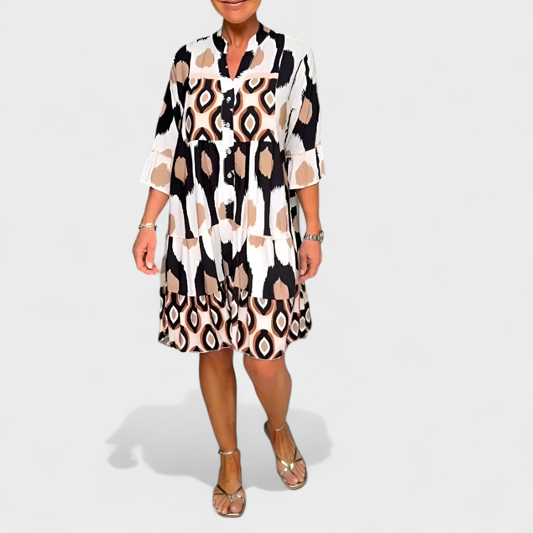 Suciana | Printed Button Front Smock Dress