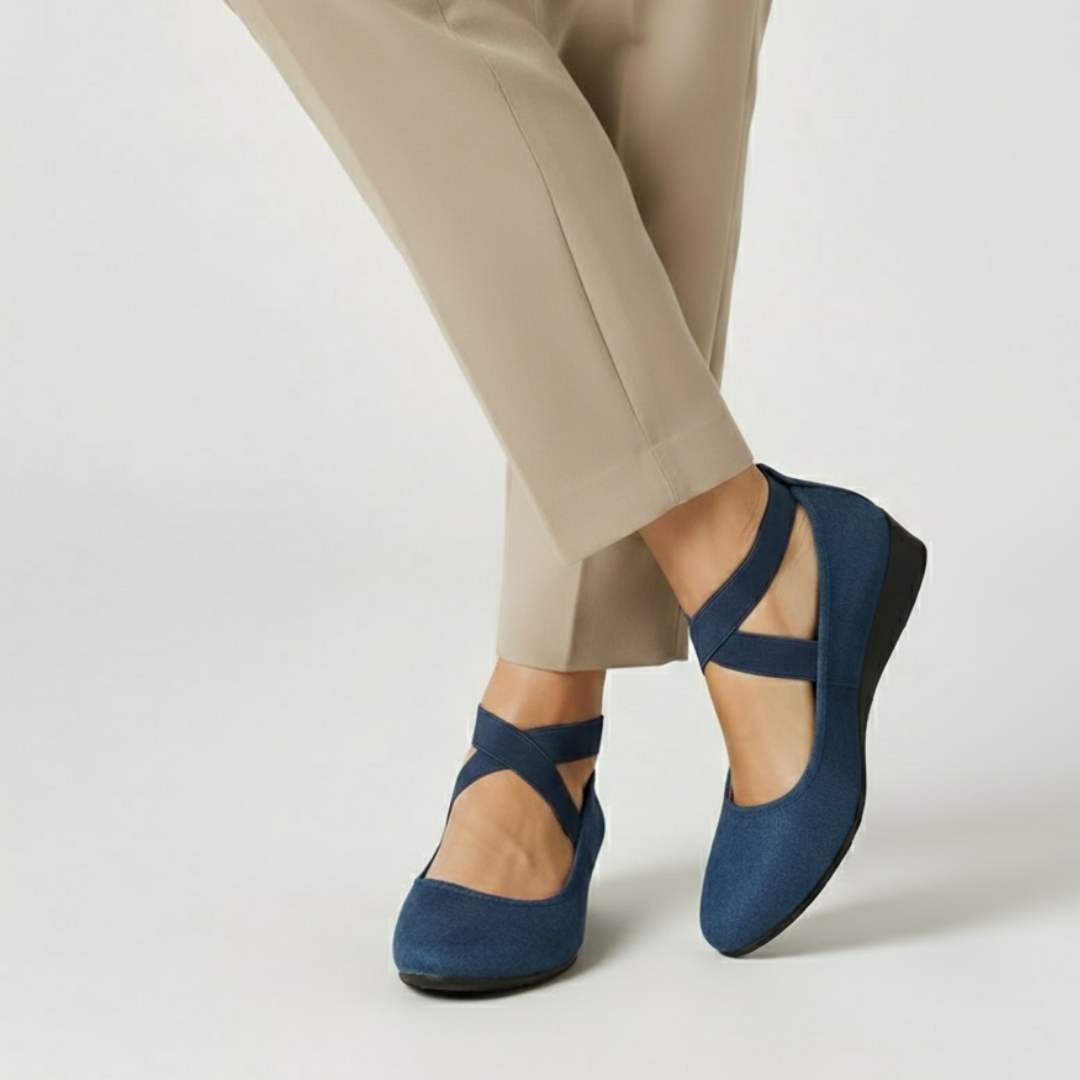 Dalida | Cross Strap Wedge Ballet Shoes
