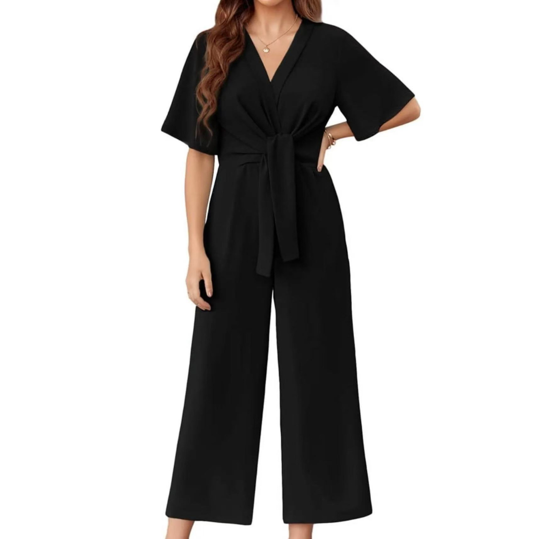 Gracie | Jumpsuit With V Neck Tie Waist