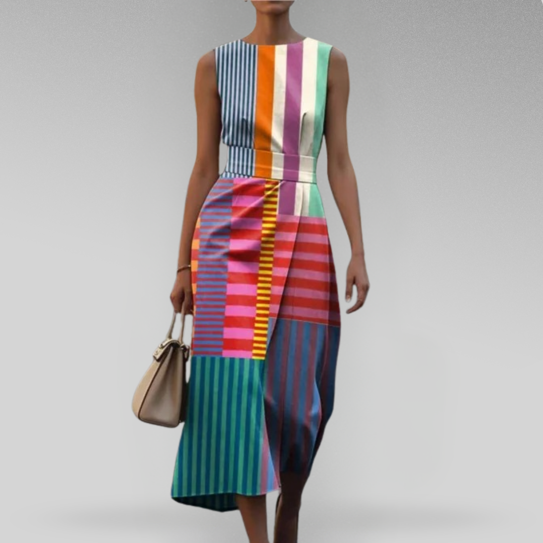 Lorella |  Sleeveless Striped Midi Dress