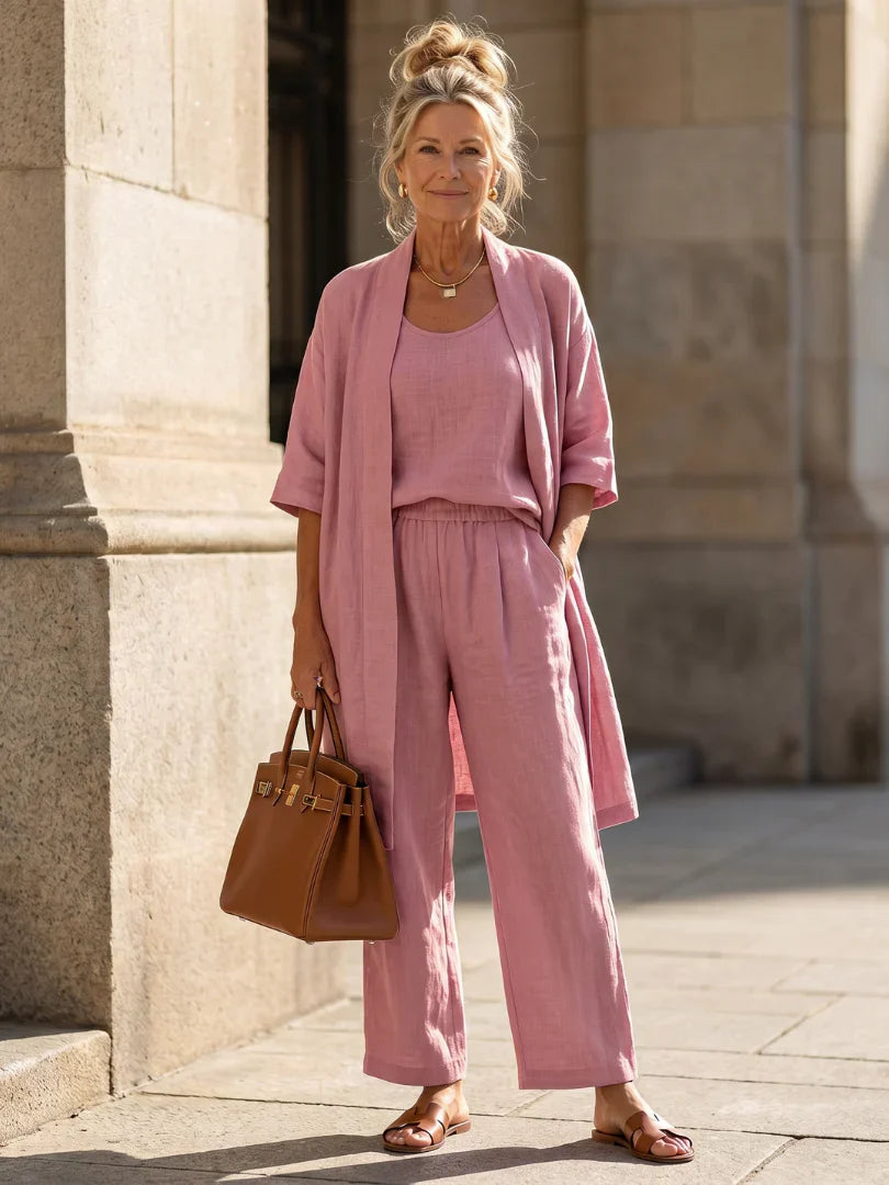 Amberley | Linen Style Three Piece Trouser Set