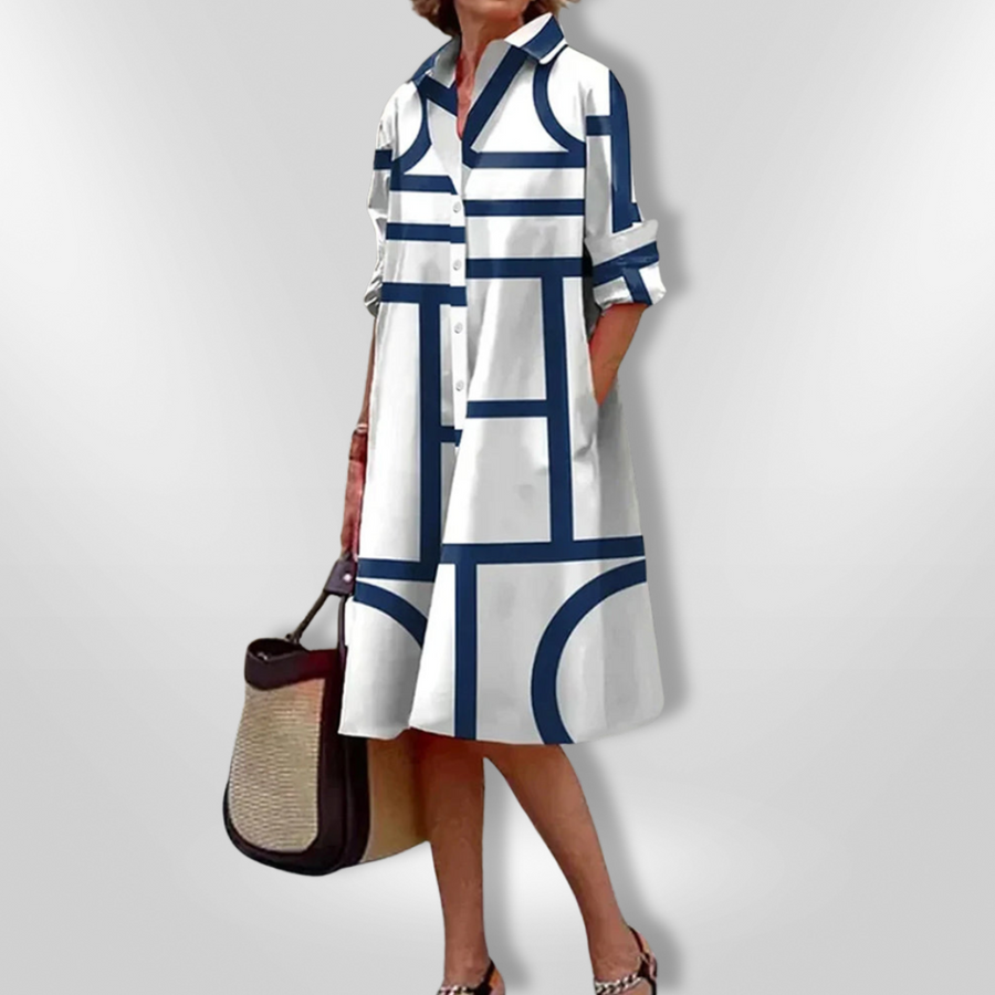 Lynna | Geometric Print Shirt Dress