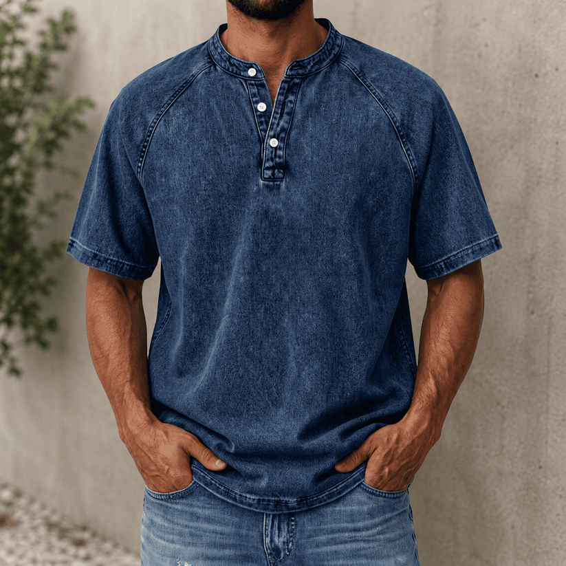 Zerric | Henley Shirt Short Sleeve Washed Finish