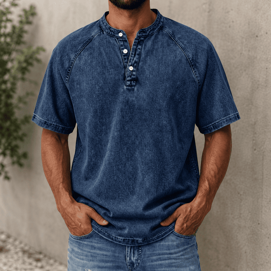 Zerric | Henley Shirt Short Sleeve Washed Finish