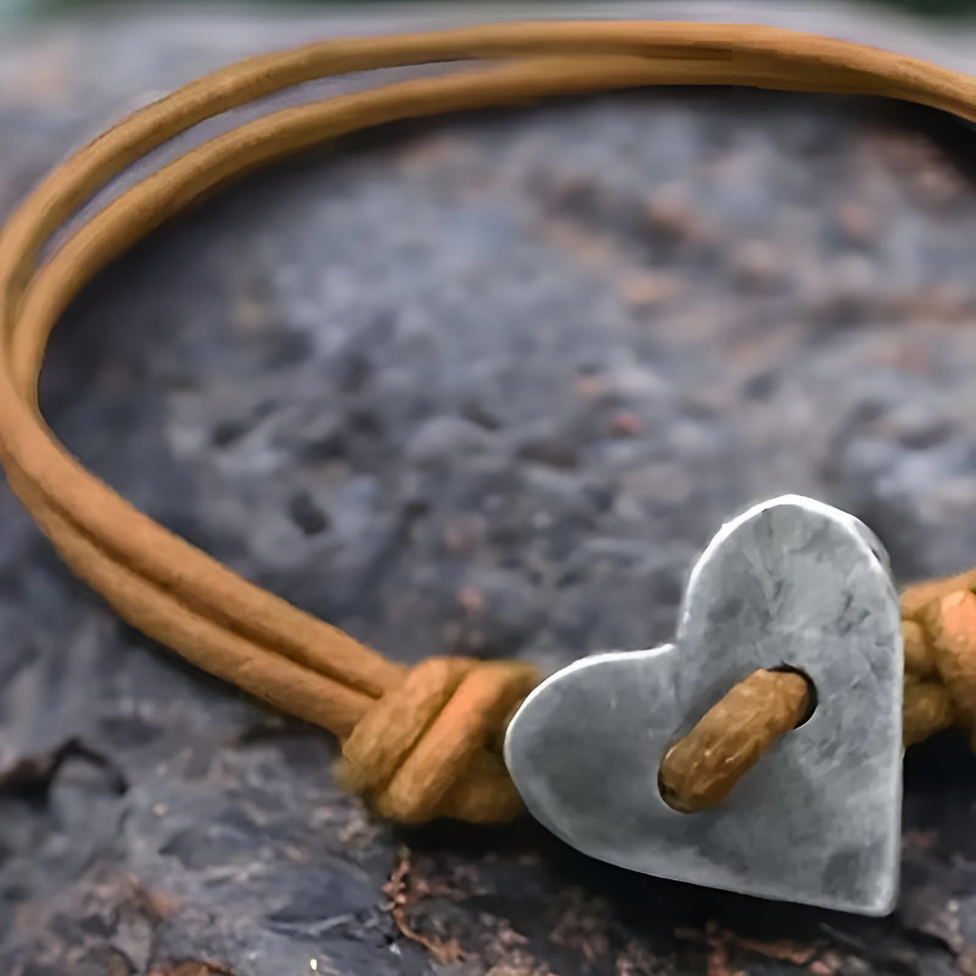 Lovenna | Heart Charm Leather Cord Bracelet