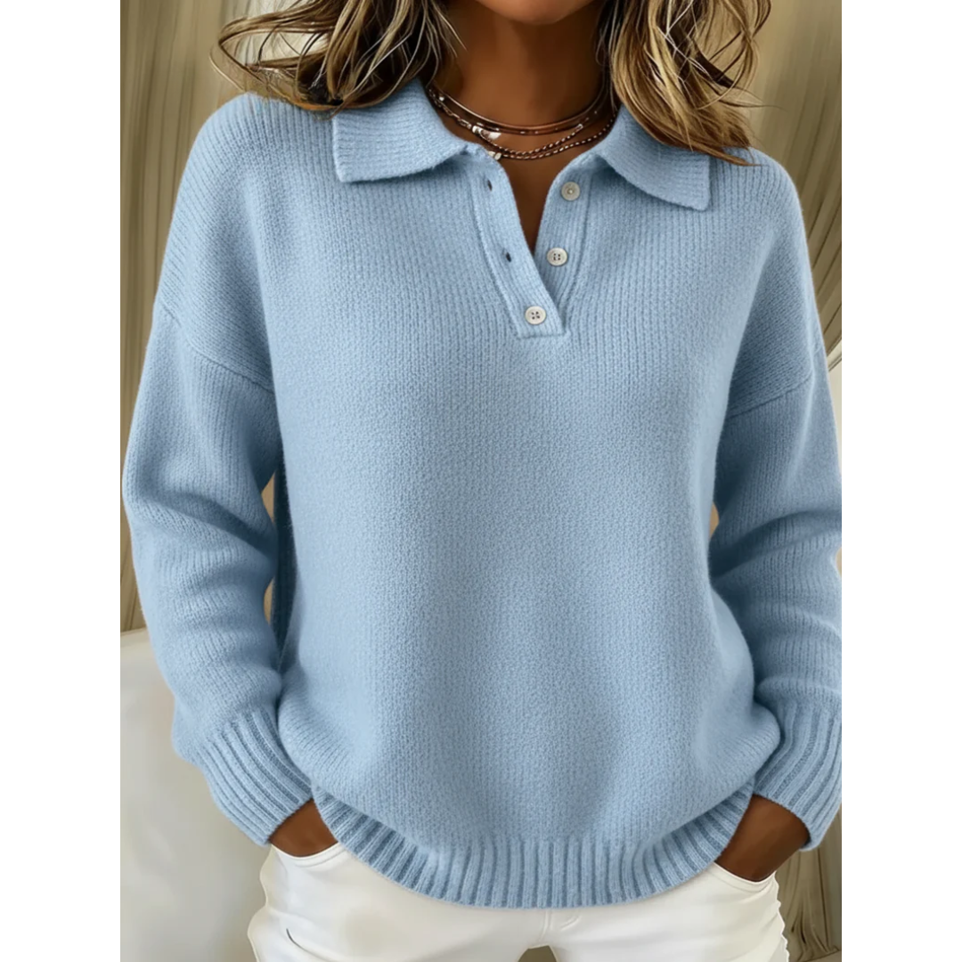 Fayeia | Collared Knit Jumper with Ribbed Cuffs