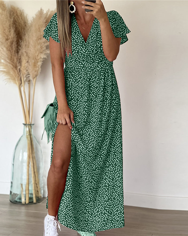 Lucienne | Ditsy Print Wrap Maxi Summer Dress