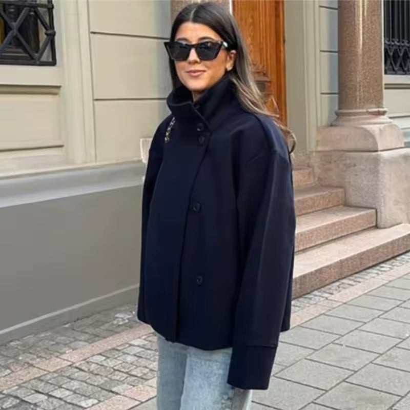 Georgina | Long Sleeve Button-Front Jacket with Collar