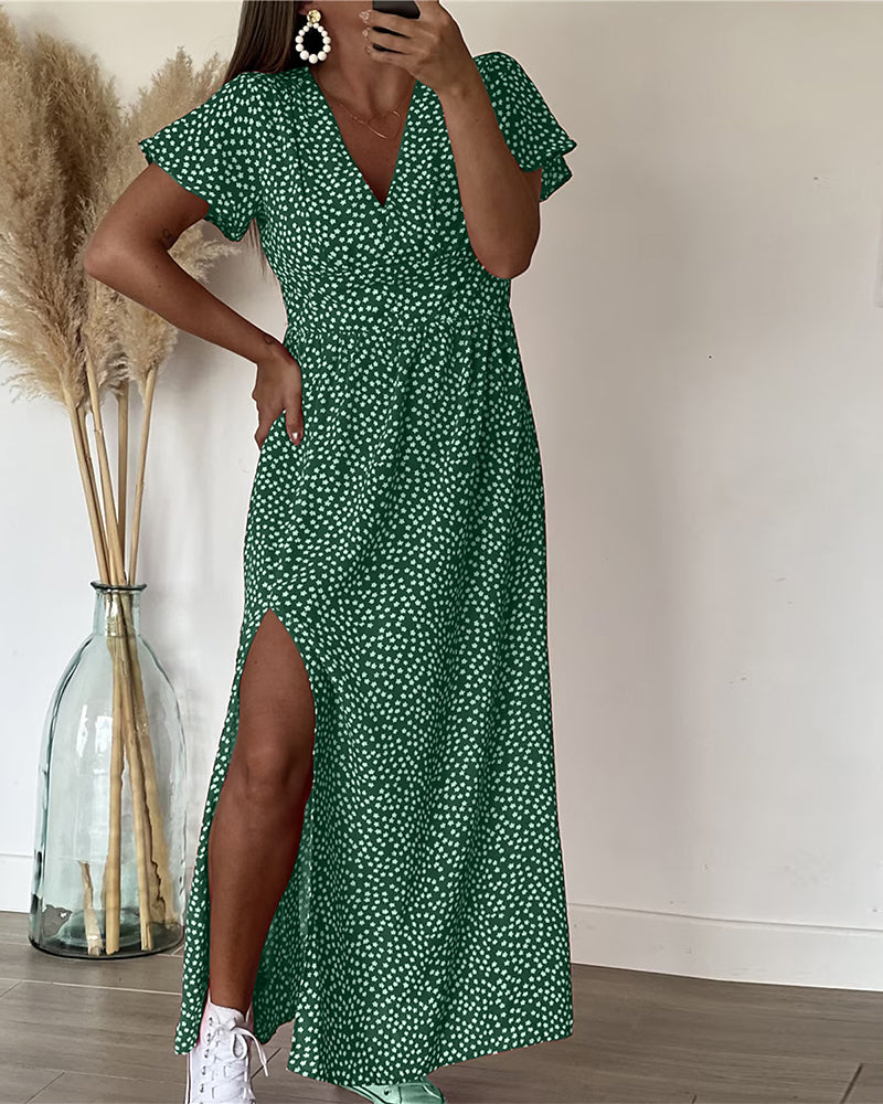 Lucienne | Ditsy Print Wrap Maxi Summer Dress