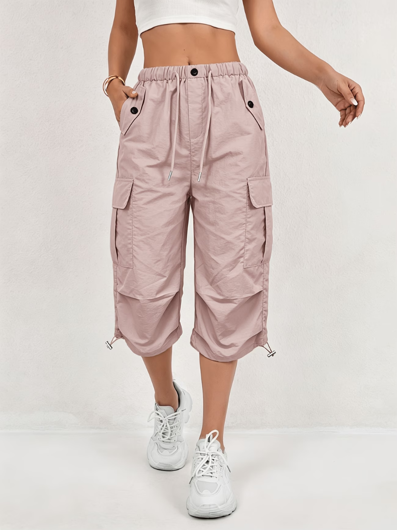 Nanna | Cargo Cropped Trousers With Drawstring Waist