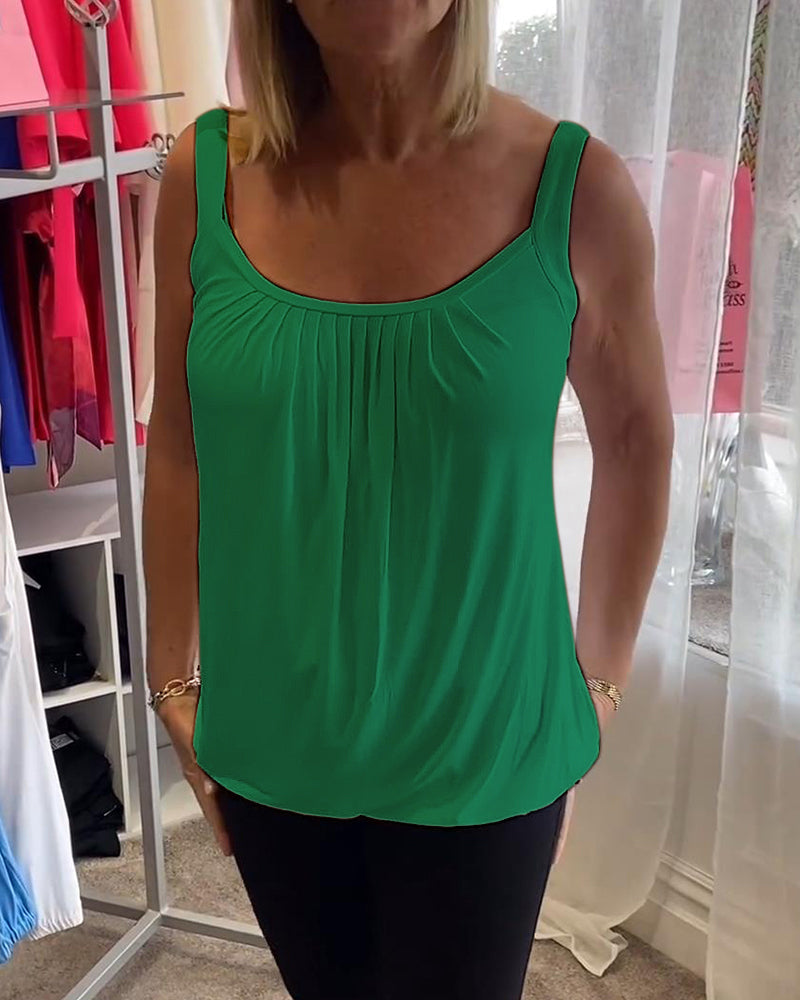 Hanner | Pleated Sleeveless Scoop Neck Top
