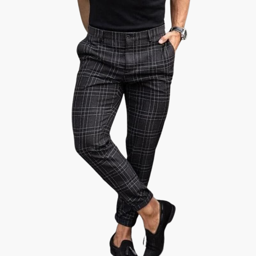 Karey - Slim Fit Checked Trousers