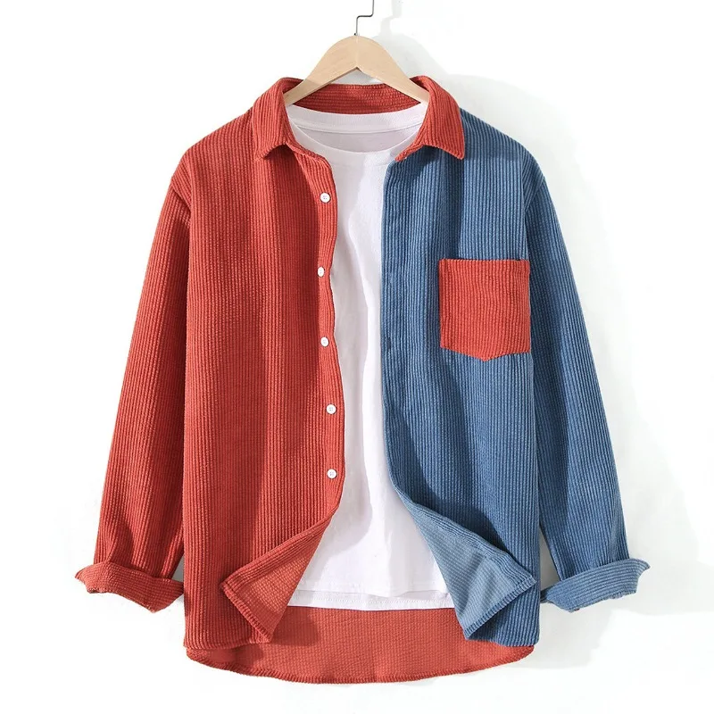 Geraldus | Corduroy Shirt with Spliced Panels and Pocket