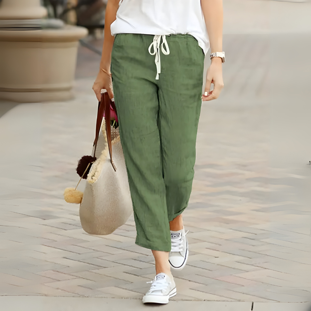 Izumi | Drawstring Cropped Wide Leg Trousers