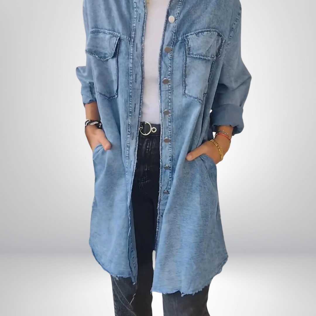 Krystyna | Denim Jacket with Long Sleeves and Collar