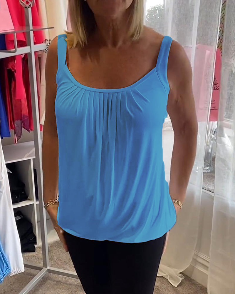 Hanner | Pleated Sleeveless Scoop Neck Top