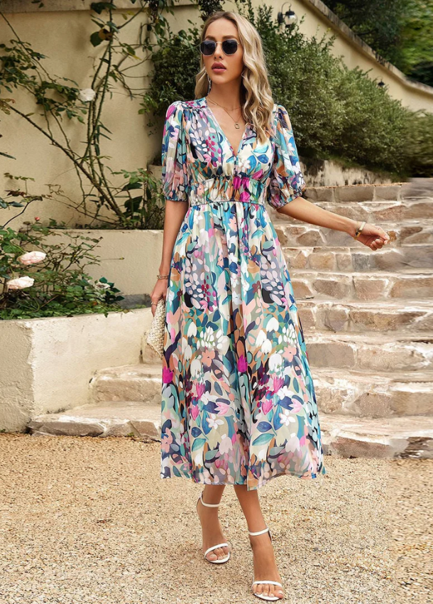 Josette | Monochrome Print Wedding Guest Dress