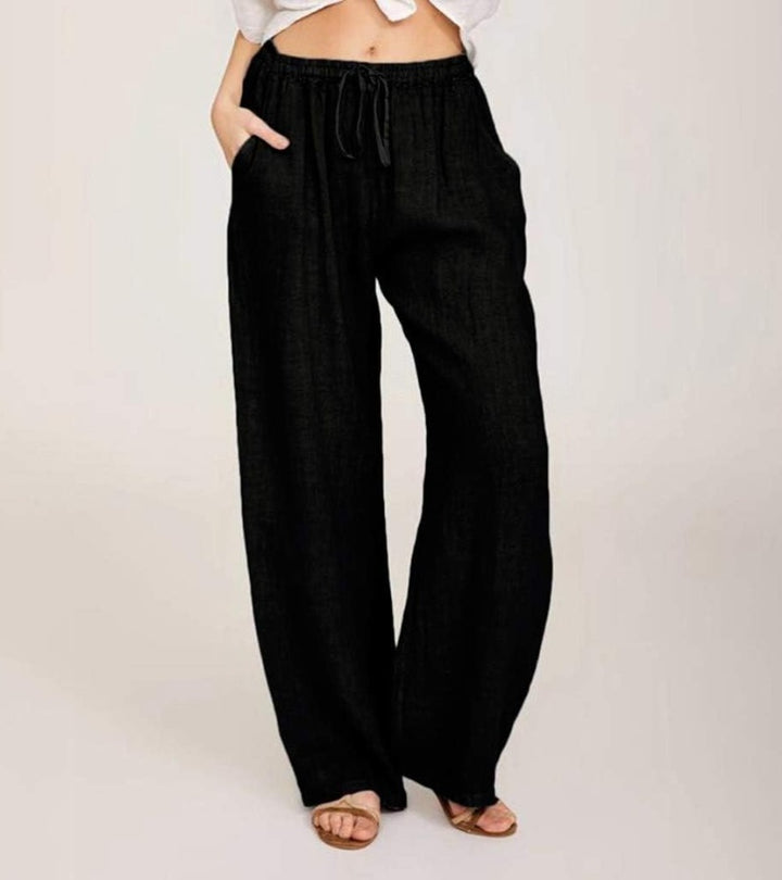 Maialen | Wide Leg Trousers Elastic Waist Drawstring