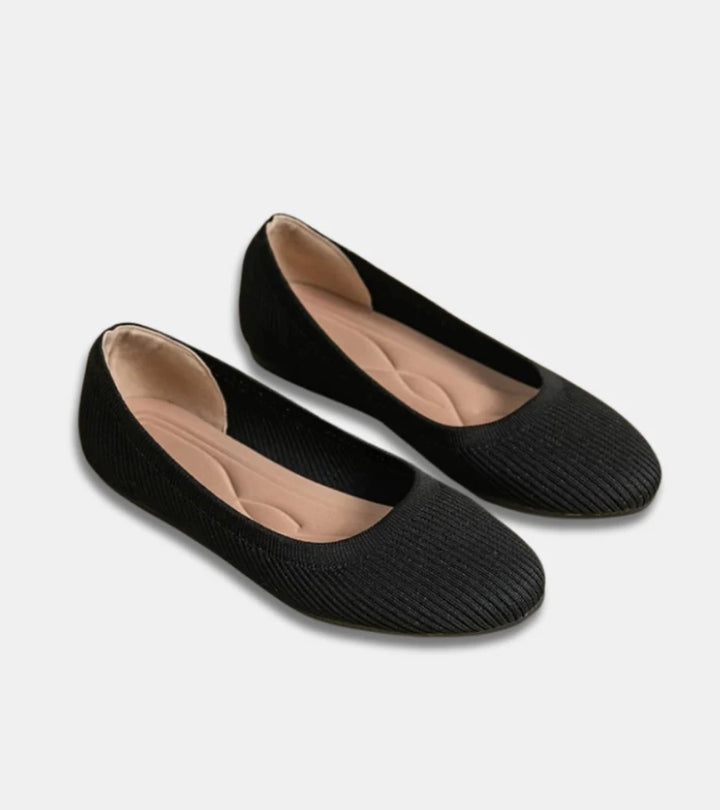 Alfia | Ballet Flats Ribbed Round Toe Slip On