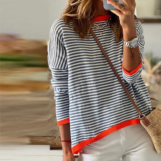Lyzza | Striped Long Sleeve Relaxed Fit Top