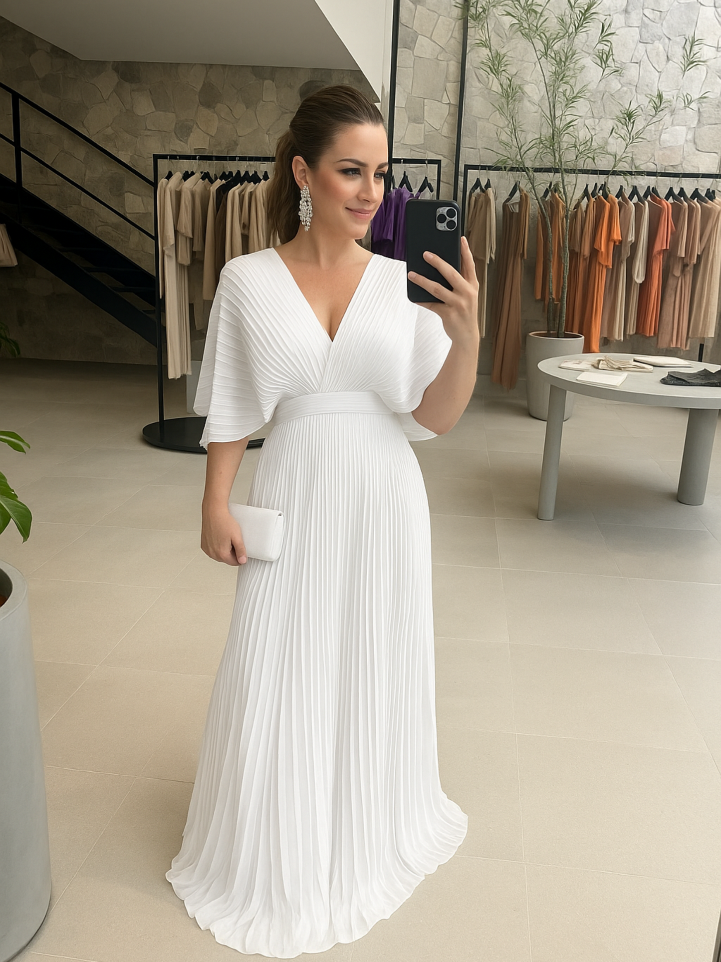 Valerija | Pleated V-Neck Wedding Guest Dress