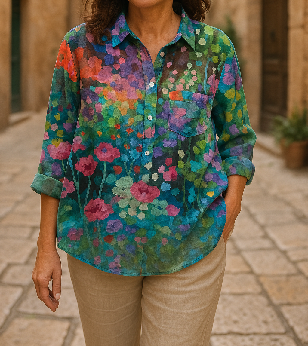 Petra | Floral Print Button Front Shirt Blouse
