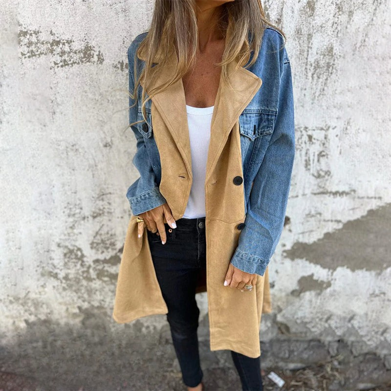 Mascha | Mid Length Contrast Panel Trench Coat