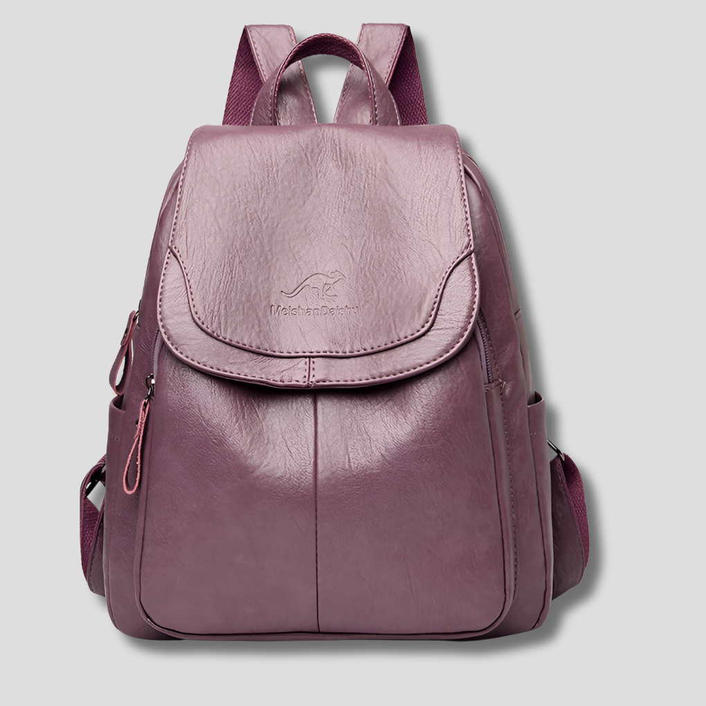 UrbanMuse | Leather Style Backpack with Flap Top