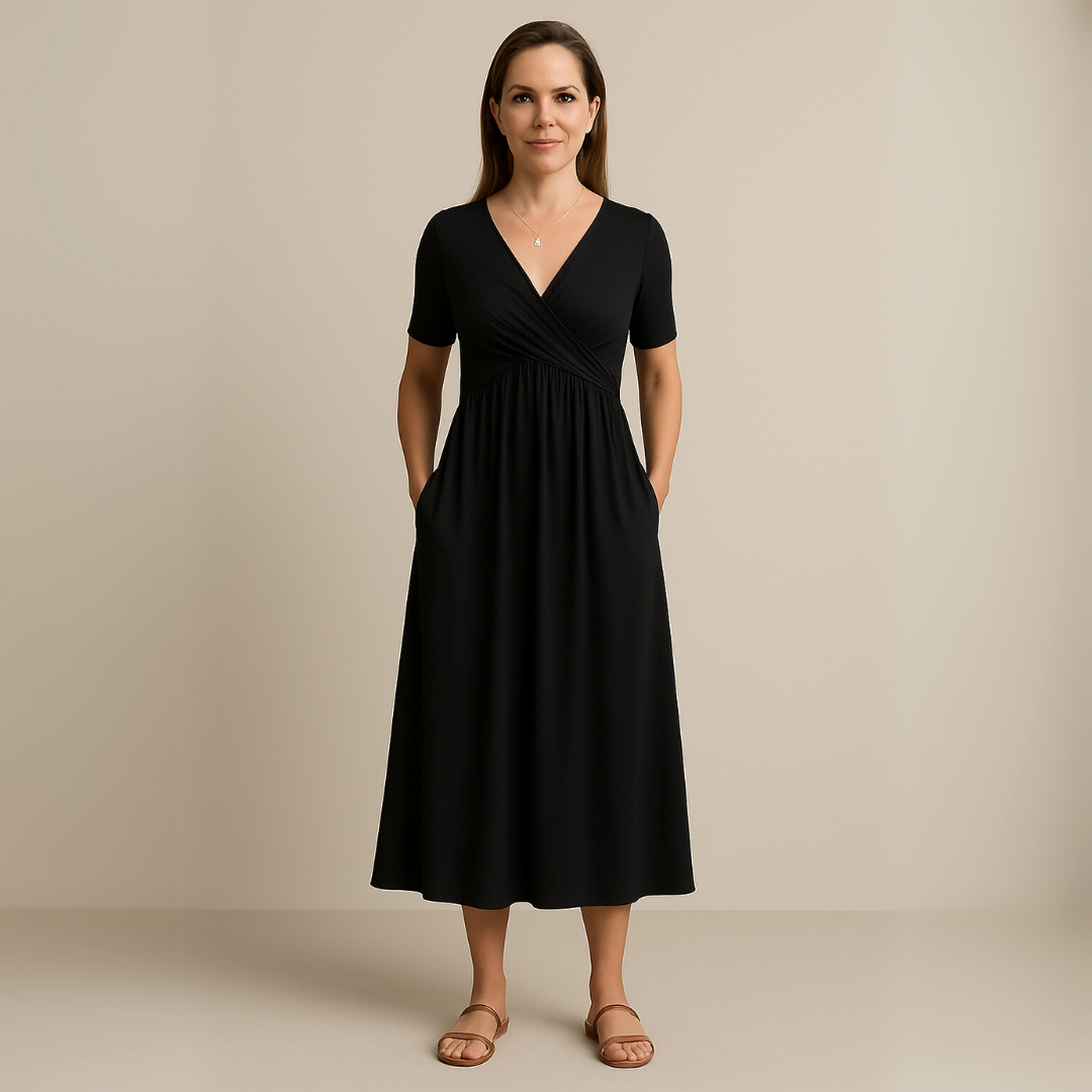 Bridgett | Dress Short Sleeve Wrap Front Midi