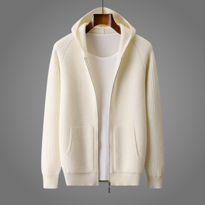 Romain | Hoodie with Ribbed Knit Full-Zip Front