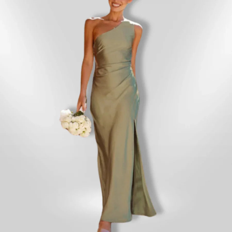 Erminia | One Shoulder Sage Green Maxi Dress