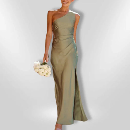 Erminia | One Shoulder Sage Green Maxi Dress