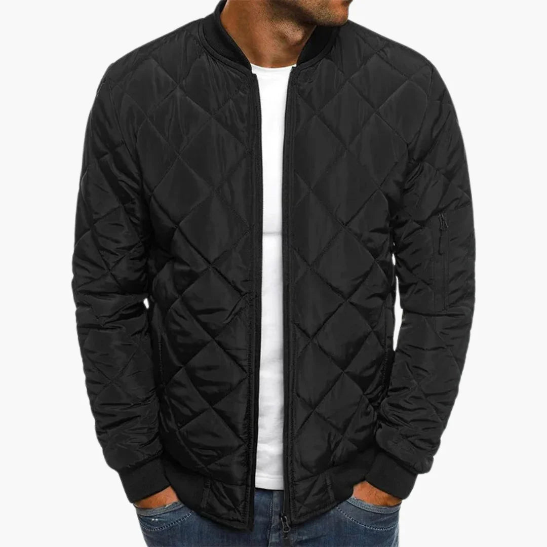 Davidson | Diamond Quilted Bomber Jacket with Zipper