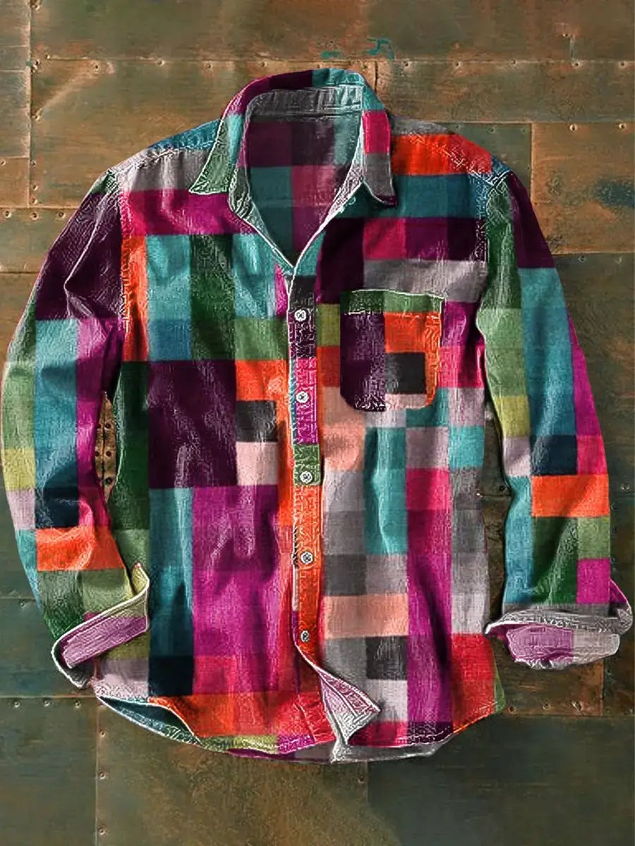 Germaine | Patchwork Print Unisex Button-Up Shirt