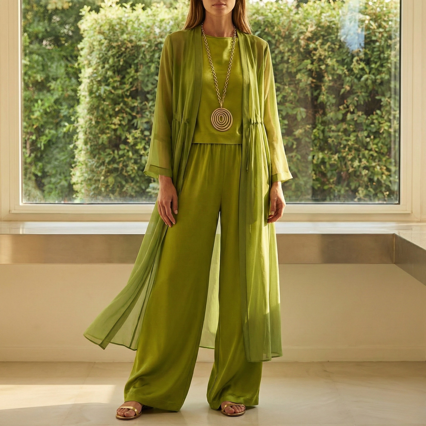 Nimashen - Wide Leg Three Piece Trouser Set