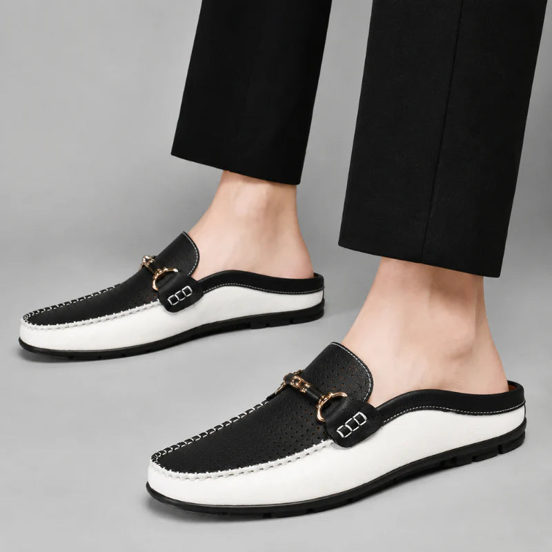 Yerson | Backless Perforated Slip-On Driving Loafers