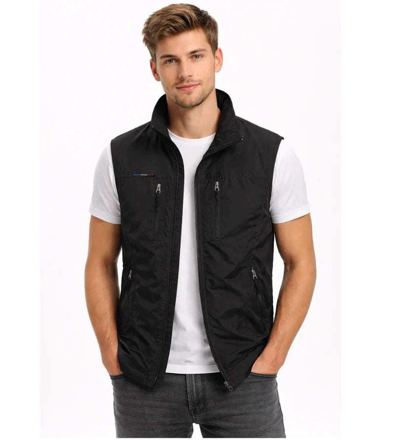 Albert | Utility Vest with Stand Collar and Zip Pockets