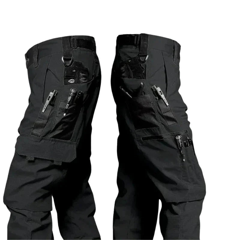 Willie | Cargo Trousers Black Multi Pocket Straight Leg