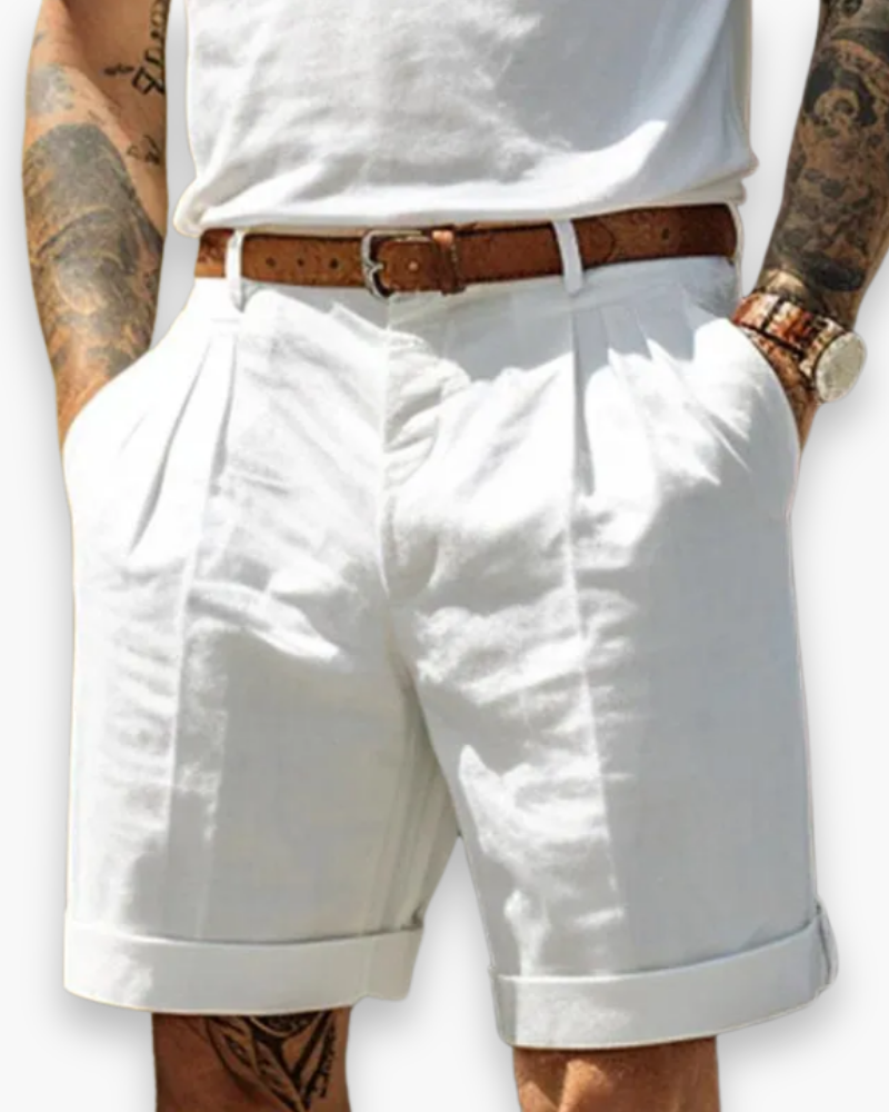 Javaid | Linen Pleated Tailored Shorts