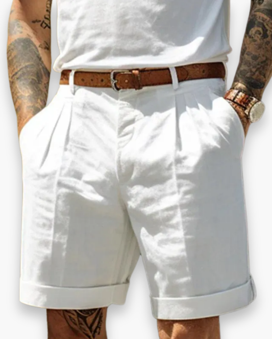 Javaid | Linen Pleated Tailored Shorts