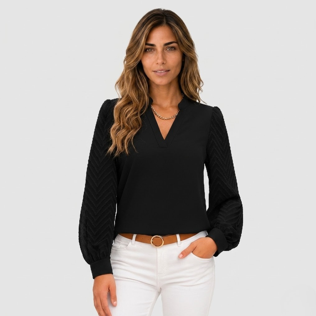 Nikki | Long Sleeve Blouse with V Neck