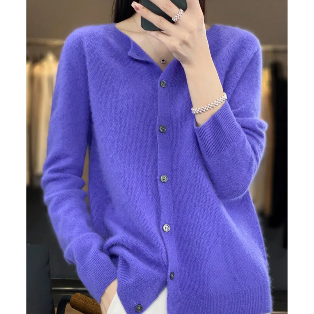 Anne | Cardigan Long Sleeve Crew Neck Button Front