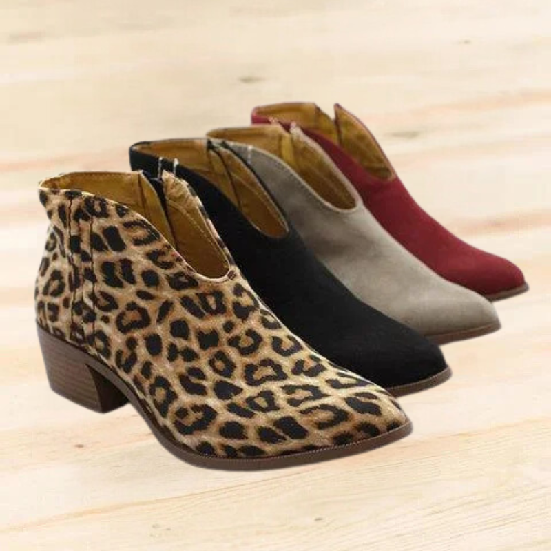 Philomena | Pointed Toe Ankle Boots Block Heel