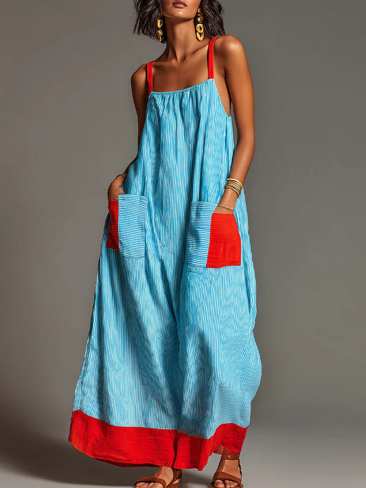Sallina | Striped Contrast Trim Maxi Dress