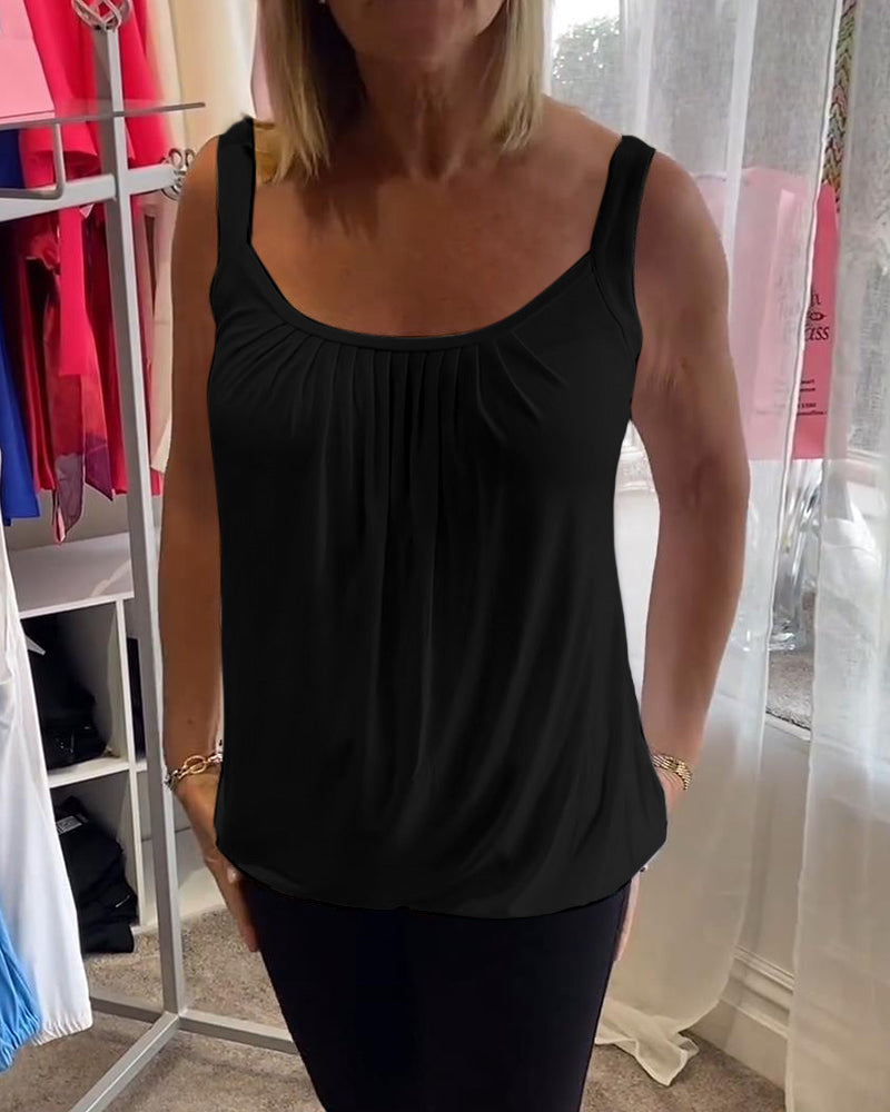 Hanner | Pleated Sleeveless Scoop Neck Top