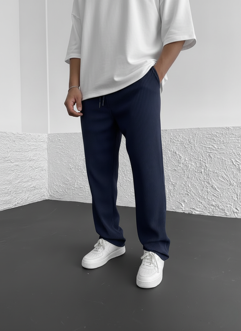 Eliezer | Relaxed Fit Ribbed Drawstring Trousers