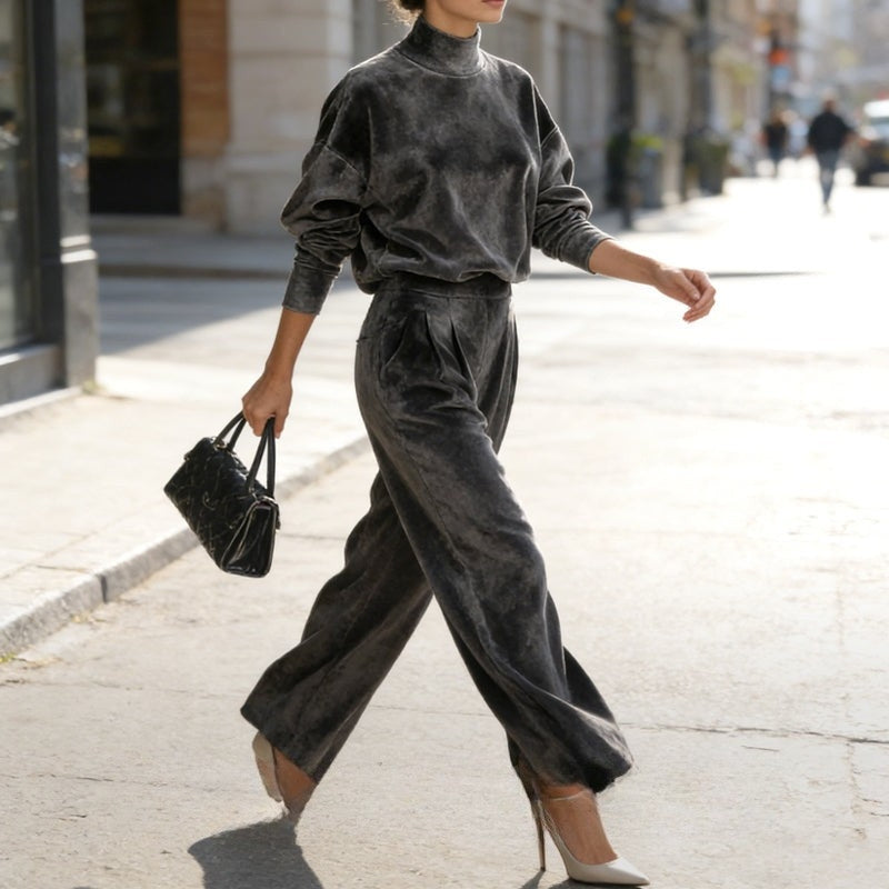 Lironah | High Neck Long Sleeve Two Piece Set